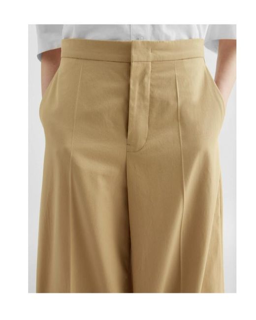 Jil Sander Natural Pleated Wide Leg Pants