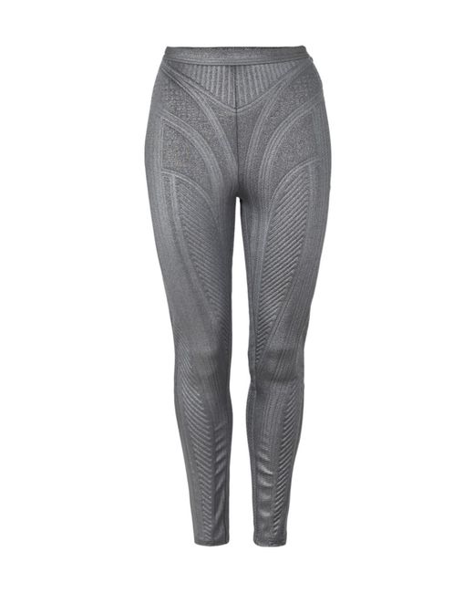 Mugler Gray Elastic Waist Leggings