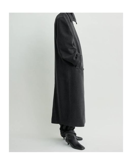 Totême  Black Double-Breasted Coat