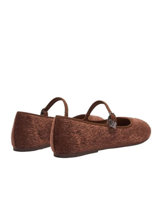 Casadei Brown C-Chain Strap Ballet Flats