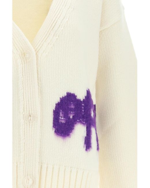 Off-White c/o Virgil Abloh White Logo-Intarsia Knit Cardigan