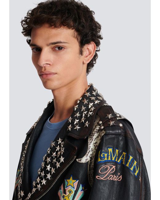 Balmain Black Biker Jacket for men