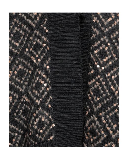 Brunello Cucinelli Black Argyle Knit Cardigan
