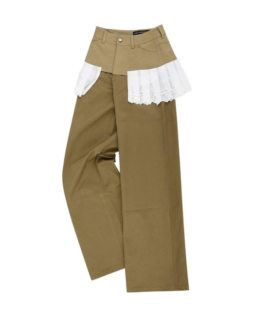 ANDERSSON BELL Metallic Lace-Pleats Trousers
