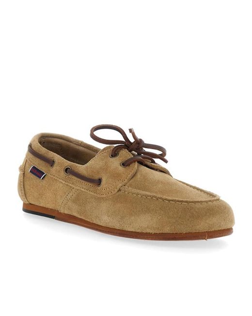 Sebago Brown Lace-Up Round-Toe Loafers
