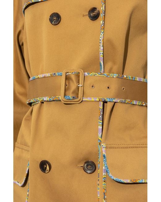Etro Natural Double-Breasted Belted Coat