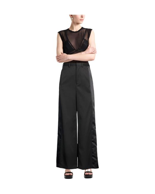 MM6 by Maison Margiela Black Solid Color Flared Trousers