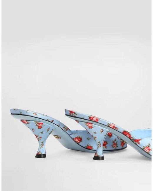 Dolce & Gabbana Blue Keira Floral Heeled Sandals