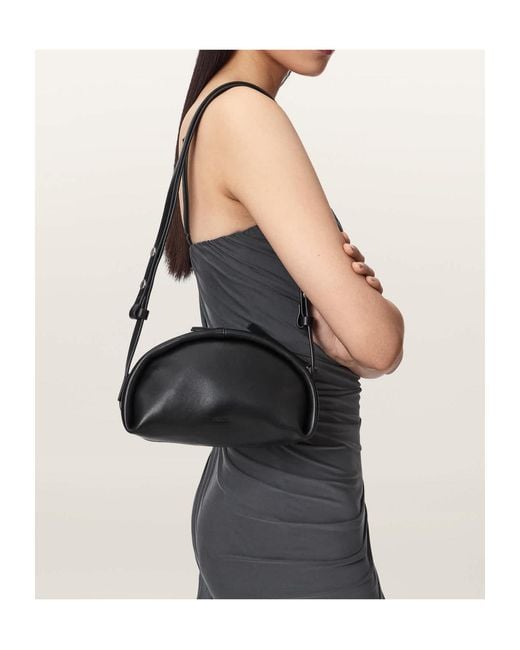 AllSaints Black Zippered Shoulder Bag