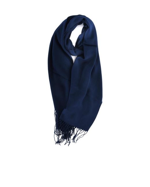 Emporio Armani Blue Logo-Printed Fringed Scarf for men