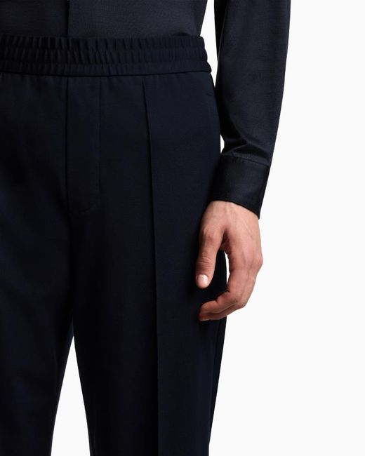 Emporio Armani Blue Elasticated-Waist Trousers for men