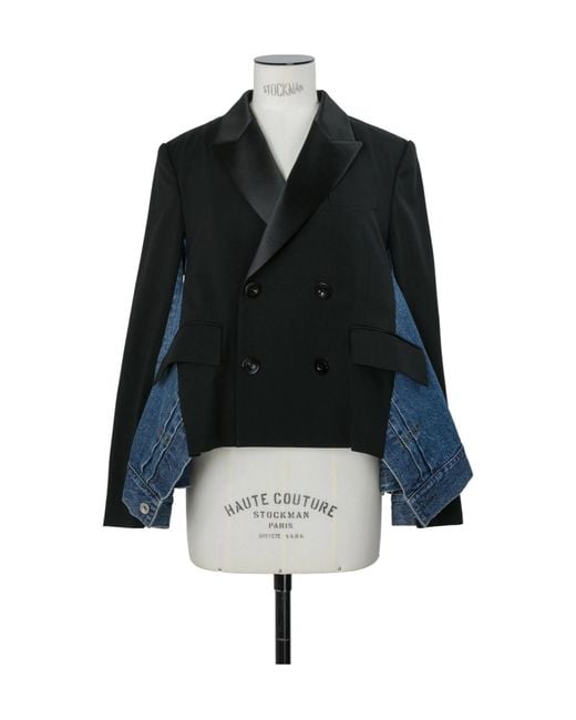 Sacai Black Suiting X Denim Jacket