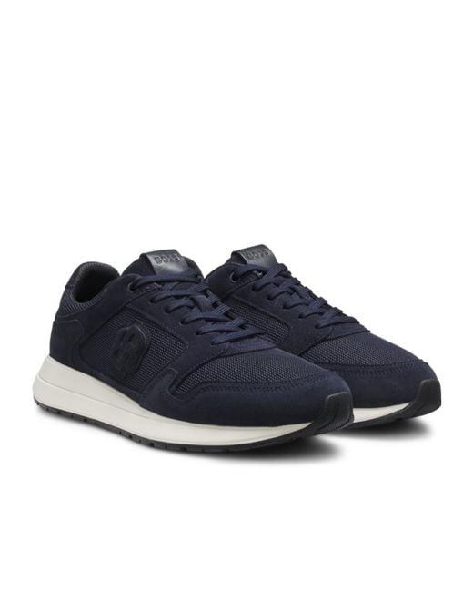 Boss Blue Embossed Running Sneakers for men