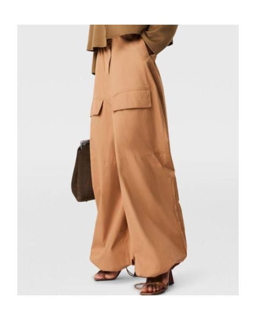 Stella McCartney Natural Wide-Leg Cargo Trousers