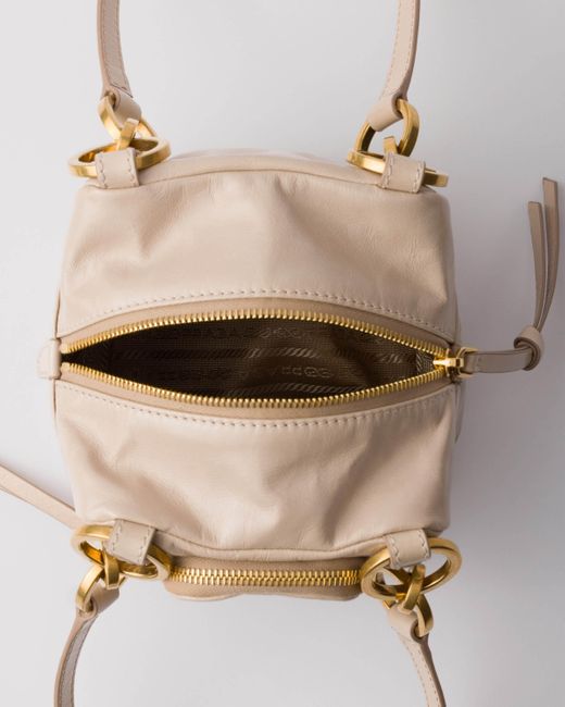Prada Natural Dangle Leather Top-Handle Mini-Bag