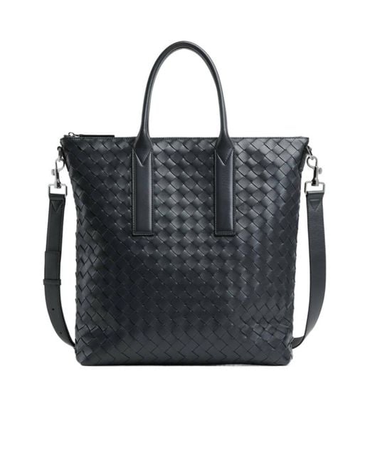 Bottega Veneta Black Intrecciato Zipped North-South Tote Bag for men