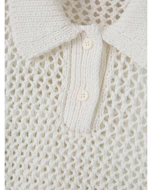 Fabiana Filippi White Short-Sleeved Knitted Polo Shirt