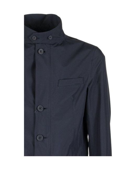 Herno Blue High-Neck Buttoned Jacket for men