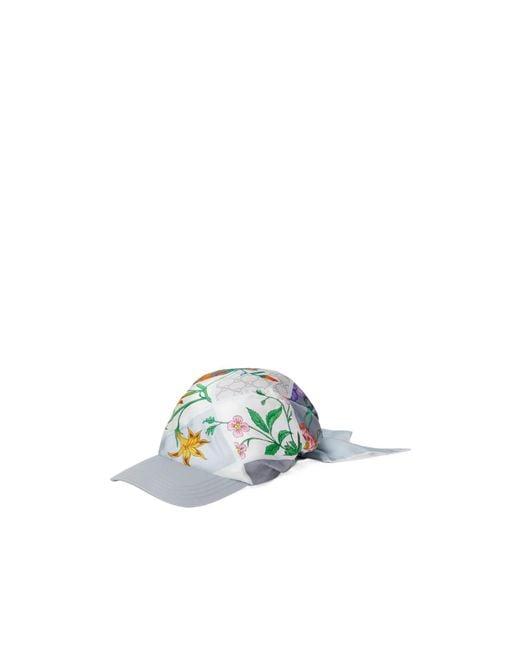 Gucci White Printed Silk Baseball Cap