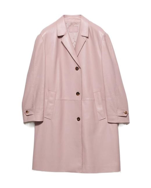 Prada Pink Nappa Leather Coat