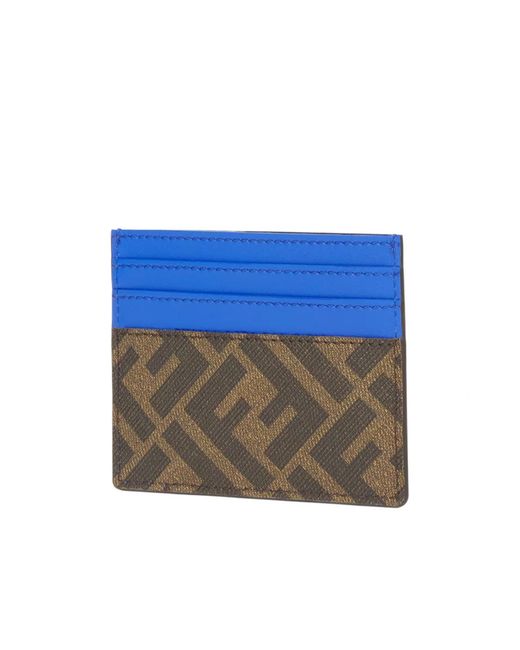 Fendi Blue Diagonal Ff Printed Card Holder for men