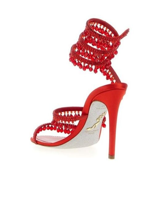 Rene Caovilla Red Chandelier Sandals