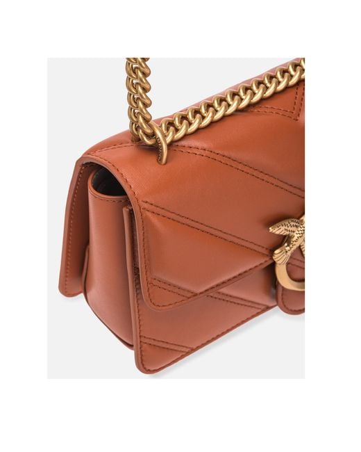 Pinko Orange Love One Chain Linked Mini Crossbody Bag