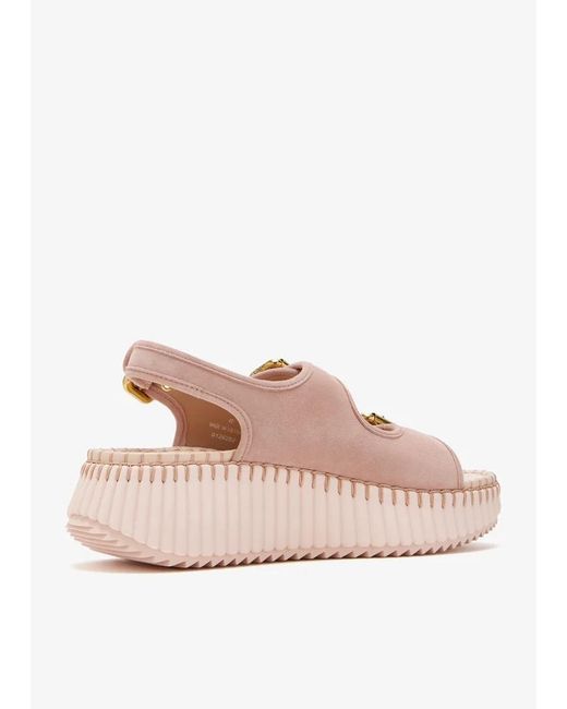 Chloé Pink Chloé Nama Platform Sandals
