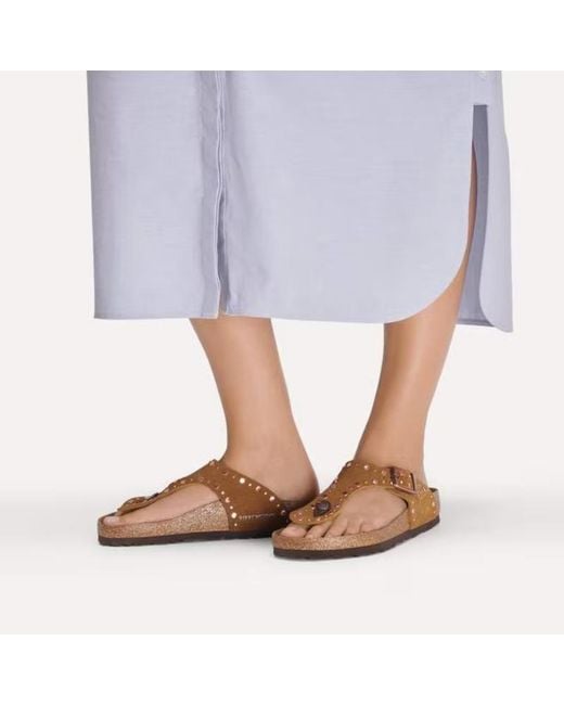 Birkenstock Brown Gizeh Rivet Thong Flat Sandals