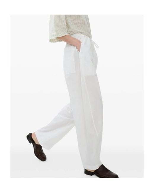 Studio Nicholson White Drawstring Waist Casual Pants
