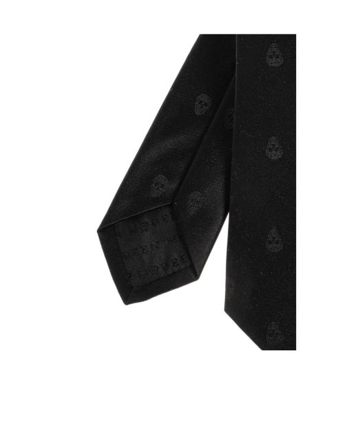 McQueen Black Skull Jacqaurd Tie for men