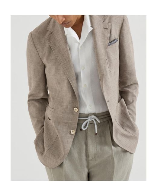 Brunello Cucinelli Brown Single Breasted Tailored Jacket for men