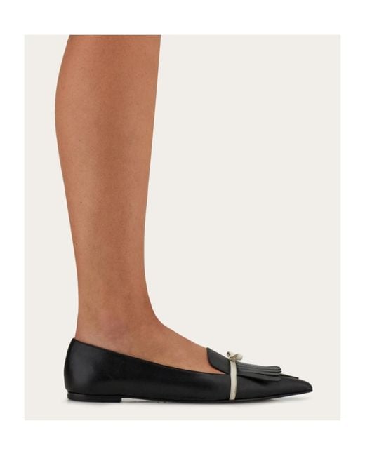 Ferragamo Black Ballet Flat With Mini Bow Detail