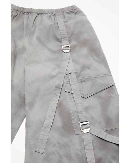 Acne Gray Buckle Detailed Pants for men