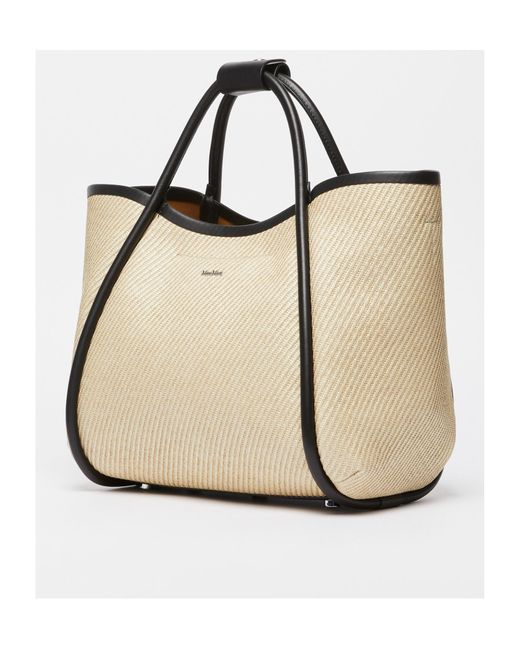 Max Mara Natural Logo Plaque Top Handle Bag