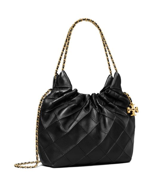 Tory Burch Black Fleming Drawstring Mini Hobo Bag