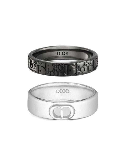 Dior White Oblique Ring Set for men