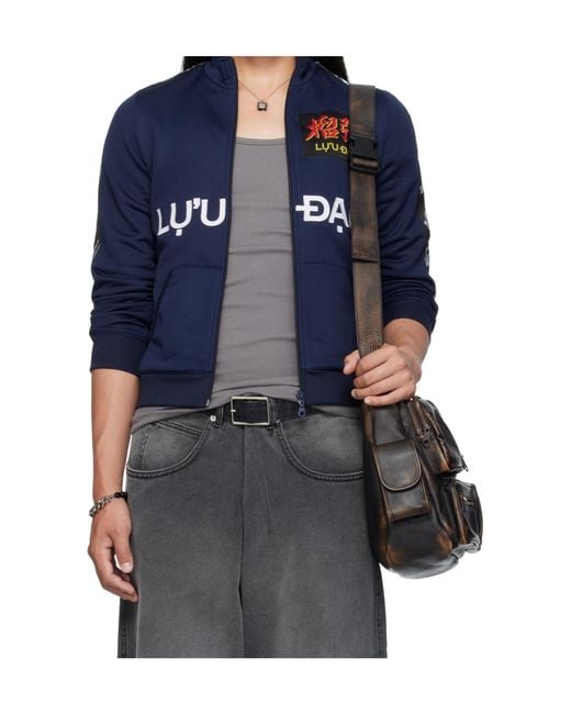 Lu'u Dan Blue Shrunken Track Jacket for men