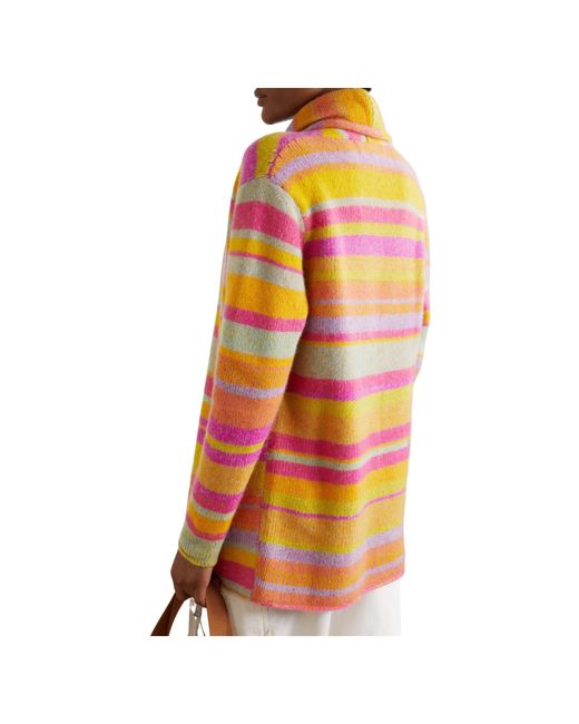 The Elder Statesman Pink Striped Cashmere Cardigan