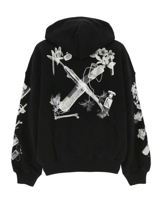 Off-White c/o Virgil Abloh Black Logo Printed Drawstring Hoodie for men