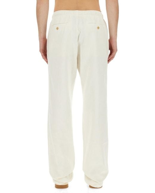 Palm Angels Black Monogram Embroidered Drawstring Pants for men