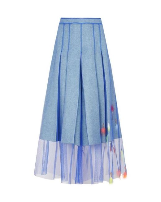 Maison Margiela Blue Embellished Layered Skirt