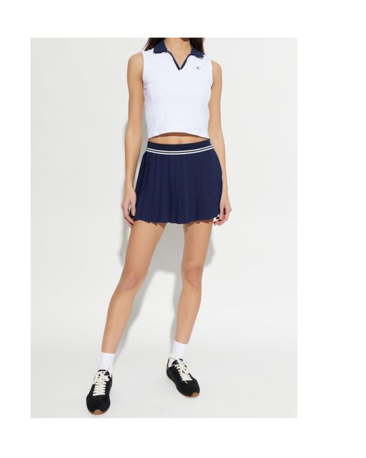 Sporty & Rich Blue Pleated Midi Skirt