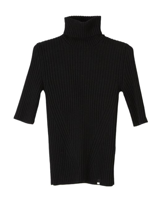 Herno Black Ribbed-Knit Turtleneck Sweater