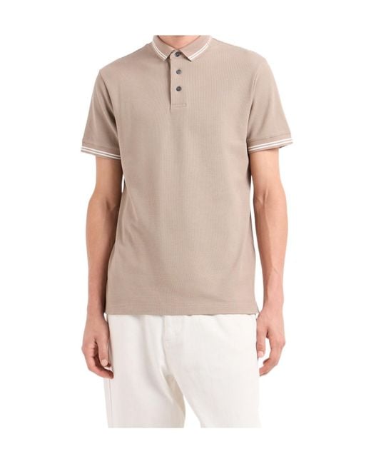 Emporio Armani Natural Placed-Logo Jersey Polo Shirt for men