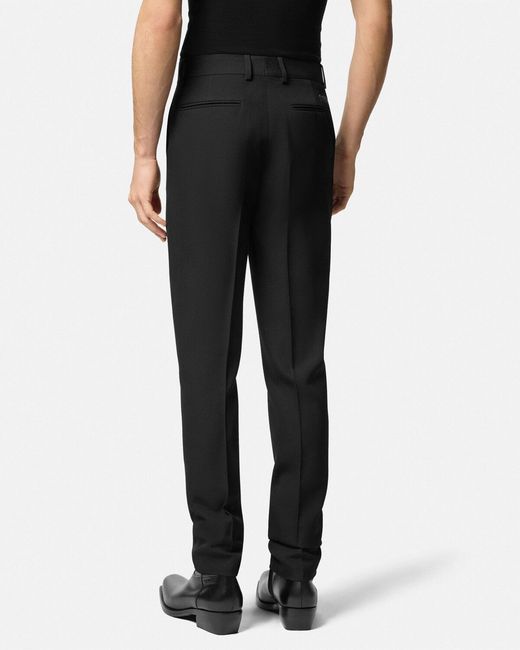 Versace Black Logo-Appliqué Tailored Trousers for men