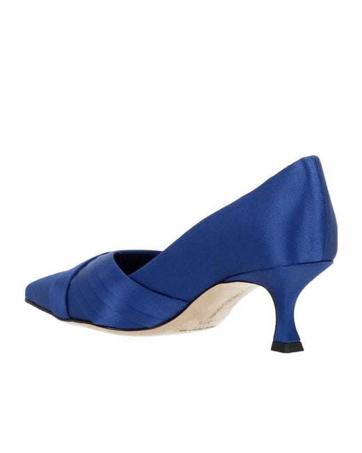 Manolo Blahnik Blue Pleated Pointed-Toe Pumps