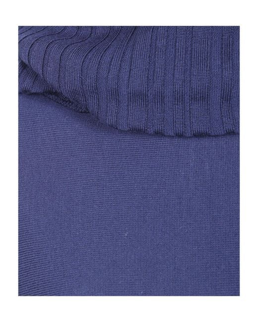 D.exterior Blue High-Neck Knit Sweater