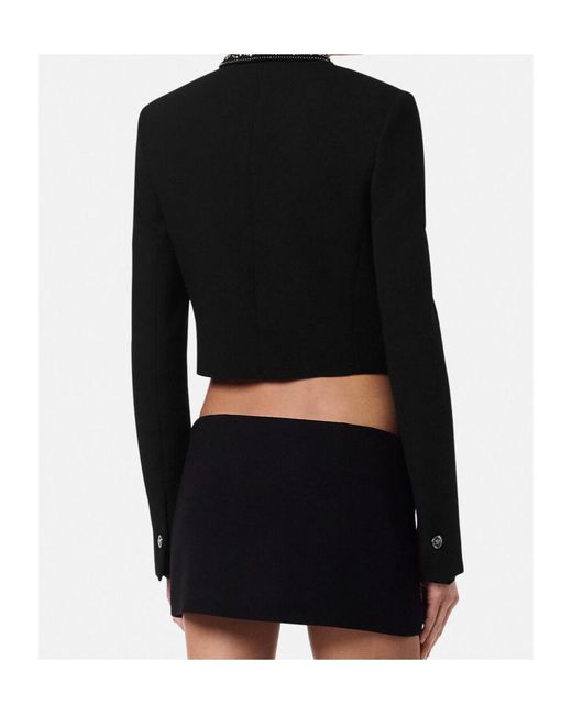 Versace Black Cropped Jacket With Tailored Fit