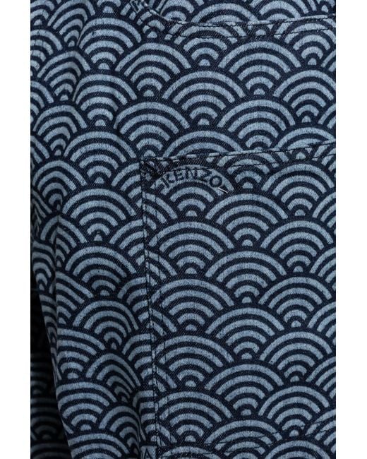 KENZO Blue All-Over Patterned Wide-Leg Jeans for men